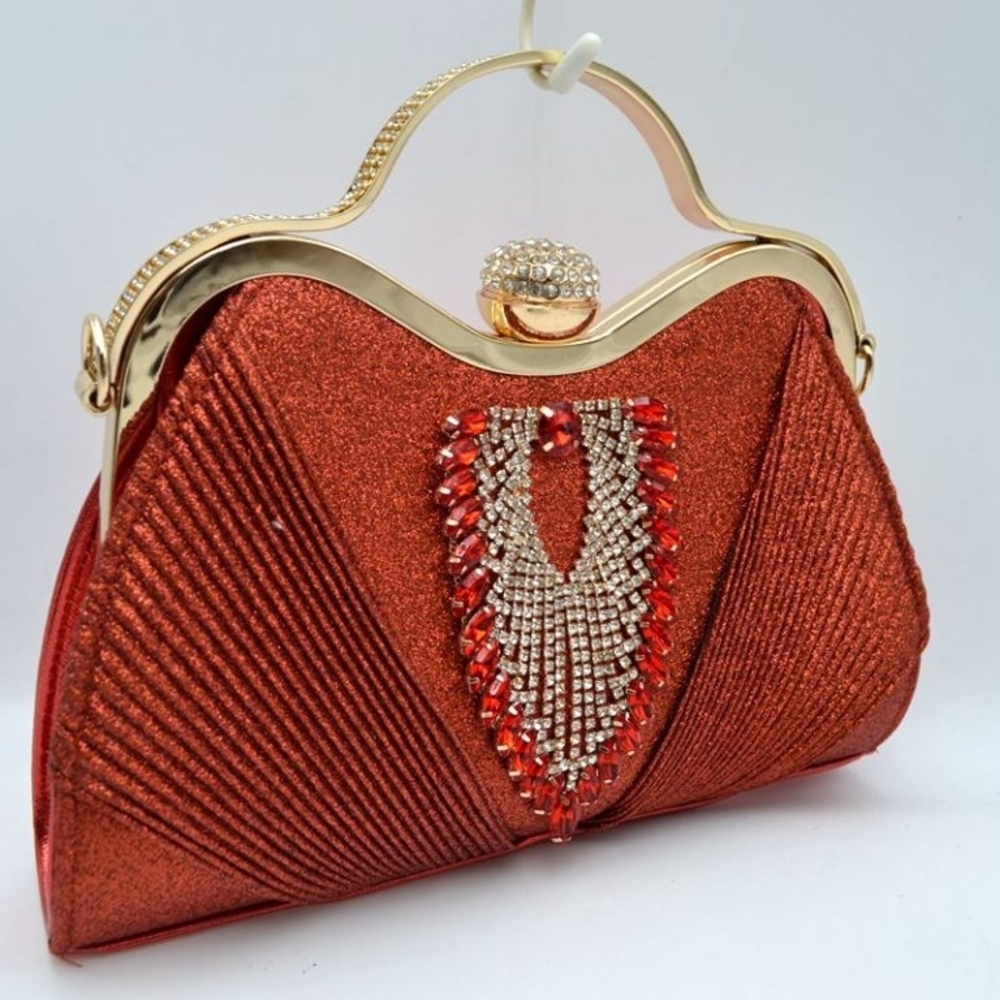 Glamorous Red Crossbody Bag with Gold Accents, Ms.Bling